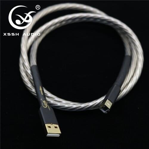 HiFI Hi-end A-B type USB cables XSSH Audio DIY Copper Silver OFC pure copper conductor USB A to USB B Audio cable Cord Wire
