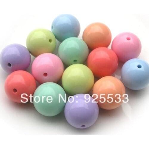 Free Shipping 32pcs/lot 30mm Mix Color Round Acrylic Candy Color Beads For Chunky Necklace Kids Jewelry Finding Making