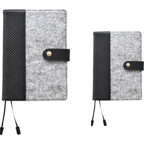A5/A6 Size Felt Notebook Business Notepad with snap fastener (No Pen) , 100gsm Beige Page, 80 Sheets TPN037
