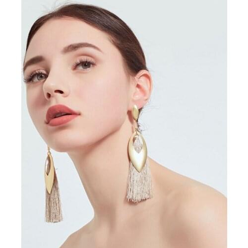 Bohemian Handmade Statement Long section Tassel Earrings For Women Vintage Drop Earrings Wedding Bridal Fringed Jewelry