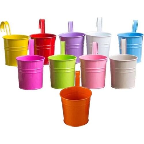 Hook Flower Pot, Tin Bucket, Tin Flower Pot, Balcony Flower Pot, Tin Bucket, Succulent Flower Pot Decoration-ABUX