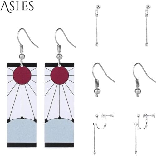 Wholesale Acrylic Drop Earrings Demon Slayer Cosplay Earrings Accessores Anime Peripheral Earings for Women Brincos Jewelry Gift