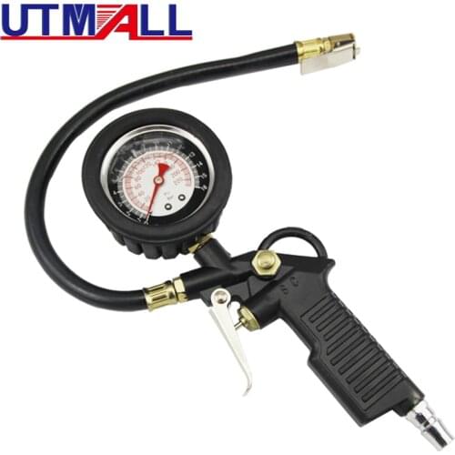 Truck Motorcycle Bike Auto Handheld Tyre Tire Inflator Gun Chuck Air Pressure Gauge Oil Filled Gauge 0~220psi