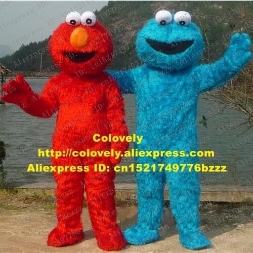 Blue Cookie Monster And Elmo Mascot Costume Adult Cartoon Character Outfit Commercial Street Play Games CX012 Free Shiping