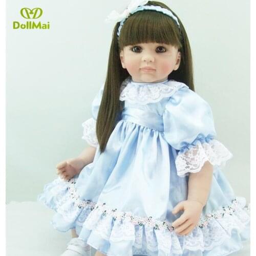 60cm Silicone Reborn Baby Doll Toys Like Real 24inch Vinyl Princess Long Hair Toddler Girl Babies Dolls Lovely Birthday Gift