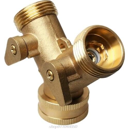 Brass Manifold 3/4" Tap Splitter Brass Manifold Double-Way Washing Machine Hose Connector Y-Type Water Separator M20 21 Dropship