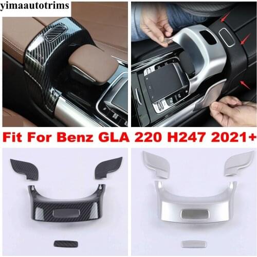 Carbon Fiber Look / Matte Interior Center Armrest Storage Box Switch Cover Trim Accessories For Mercedes-Benz GLA 220 H247 2021