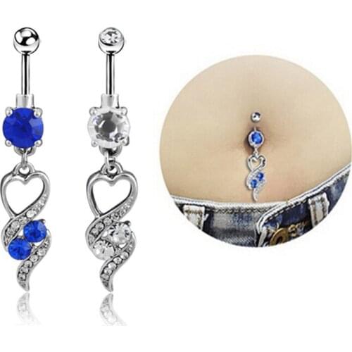 Fashion Love Heart belly button rings Bar Plated Surgical Piercing Sexy Body Jewelry for women navel piercing