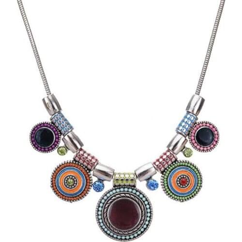 Trendy Bohemian National Style Choker Necklace For Woman Vintage Circle Geometry Chunky Chains Necklaces Fashion Jewelry New