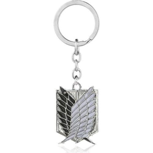 Fashion Attack On Titan Keychain Shingeki No Kyojin Anime Cosplay Wings of Liberty Key Chain Rings For Motorcycle Car Keys Gifts