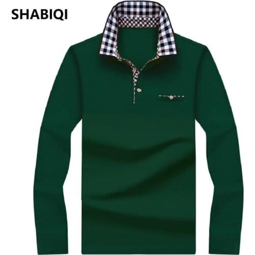 SHABIQI Polo Men Shirt Mens Long Sleeve Solid Shirts Camisa Polos men Shirt Masculina Casual cotton Striped Plus size S-10XL