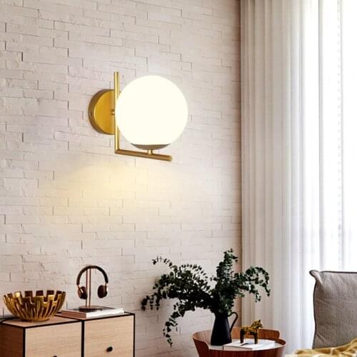 Modern Style Wall Lamps Nordic Glass Ball Wall Lights For Corridor Bedroom Home Decoration