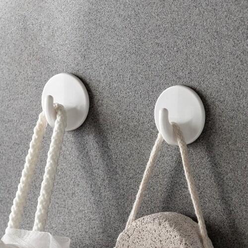 Wall Mounted Round Storage Rack Bathroom Hook Kitchen Hole-free Wall Sticky Glue Holders Strong Load-bearing Plastic Sticky Hook