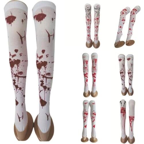 Halloween Bloody Socks Costume for Women Party Masquerade Clothing Nurse Stockings Bloody Zombie Blood Halloween Cosplay Socks