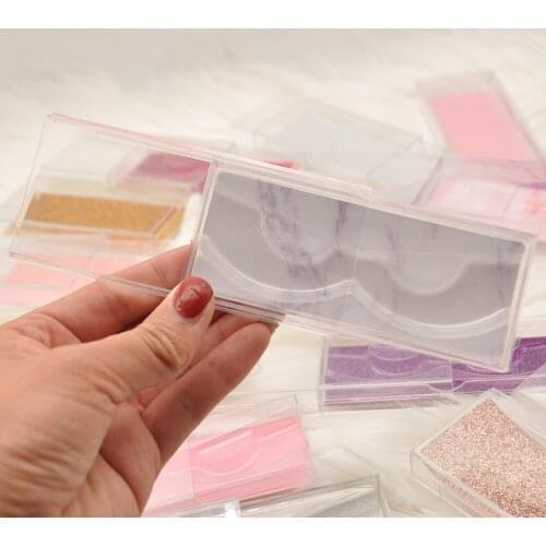 Wholesale eyelash packaging box lash boxes packaging custom logo faux cils mink lash plastic clear sliding case tray bulk vendor
