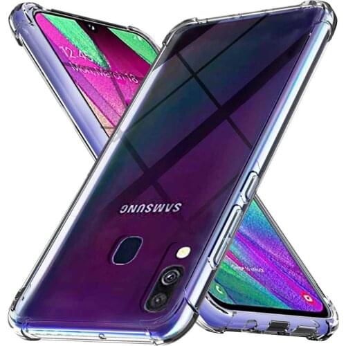 Clear TPU Case Cover for Samsung Galaxy A40 ShockProof Antishock Reinforced Edges Shock Resistant Protective Bumper