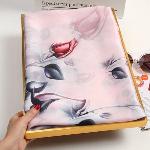 100% Pure Silk Long Scarf Women 2021 Luxury Brand Real Silk Wraps for Ladies Print Shawls Foulard Femme Natural Silk Scarves