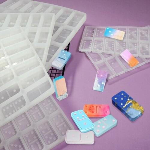 Dominoes Epoxy Resin Silicone Molds with Rack Tray Double Six Game Toy Jewelry Casting Mold Tools Supplies Art Crafts
