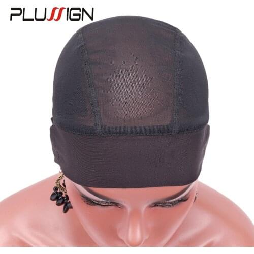 U Part Transparent Lace Grip Cap Ice Headband Plus Wig Cap For Making Headband Wigs Black Weaving Net Velcro Headband Wig Caps