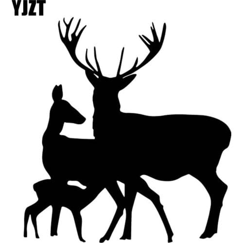 YJZT 15.2CM*16.6CM Deer Pattern Decor Car Sticker Car Door Accessories Vinyl Decal Black/Silver C4-1927