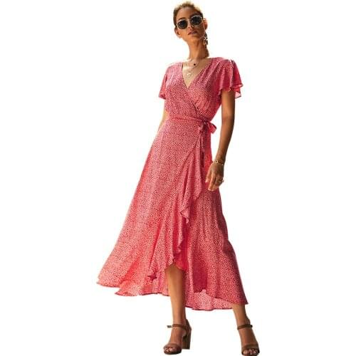 Dress Women Summer Elegant Print A LIne Ladies Dresses V-Neck Plus Size Casual Evening Party Mide Vestidos Clothing 2021