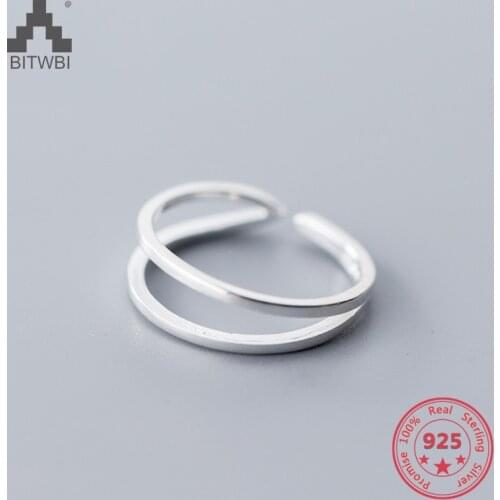 25 Silver Ring Korean Fashion Double-layer Open Ring Temperament Personality Mouth Opening Ring Female