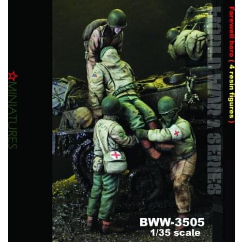 1/35 Scale Vietnam War US Army Medical Rescue 4 Soldiers Miniatures Unpainted DIY Assembling Static GK Figure Resin Model Kits