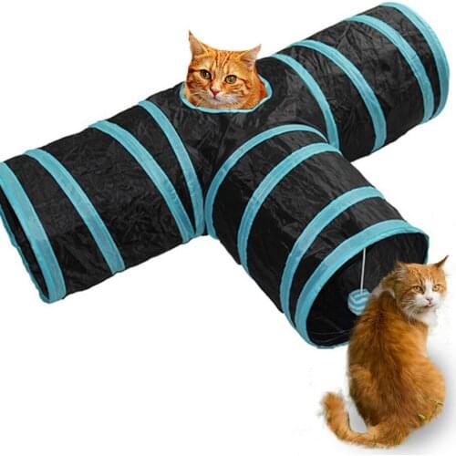 1pc Pop Up 3 Way Cat Tunnel Pet Tree Puppy Tube Kitten Play Toy Rabbit Hides Cat Tunnel Cat Toys
