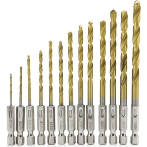 13pcs Titanium HSS Hex Shank Quick Change Cobalt Drills Bit Kit 1.5-6.5mm