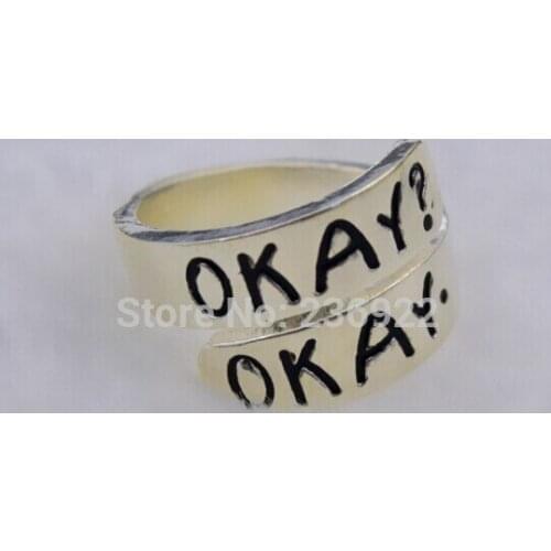 20pcs/lot Wholesale Fashion Jewelry Charm The Fault in Our Stars Set of Two Okay ring Cloud Friendship Okay? Okay. ring