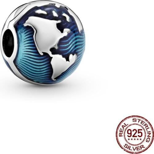 2021 New 925 Sterling Silver Globe Positioning Button Charm&Bead Fit Original 3mm Bracelet&Bangle Making Fashion DIY Jewelry