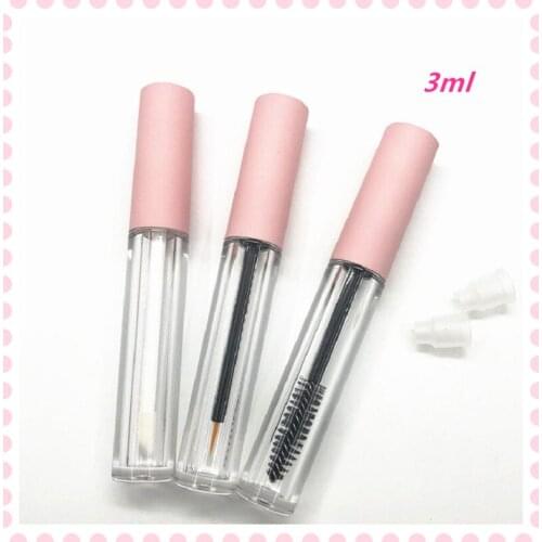 3ml Frosted Pink Lid Lip Gloss Wand Tube Cosmetic Eyeliner Growth Liquid Refillable Bottle Clear Eyelashes Cream Mascara Tube