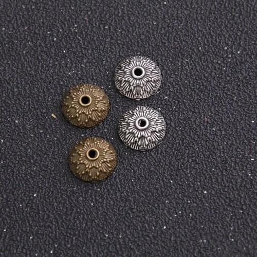 30pcs 12*12mm Two Color Metal Alloy receptacle DIY spaced jewelry accessories Charms Receptacle Ball Caps For Jewelry Making