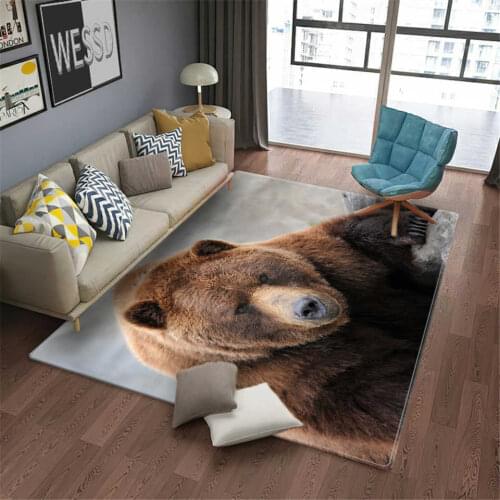 3D Bear Floor Rug For Living Room Animal Pattern Youth Room Carpet Non-slip Bath Mat Toilet Mat Bedroom Carpet Soft Sponge Mat