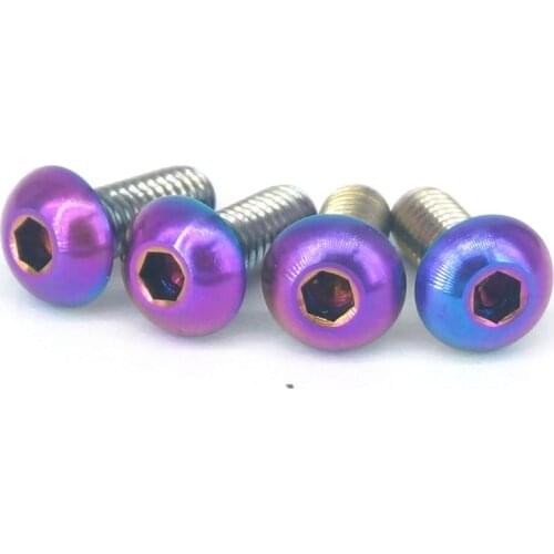4 PCS M4x10mm Rainbow Button Head GR5 Titanium Screw For Bicycle Fork