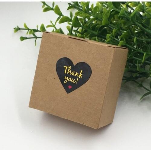 50Pcs/Lot Box With Free Stickers for Jewelry Cake Small Gift Wedding Party Candy Box Two Size Natural Brown Kraft Craft Paper