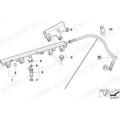13537537964 Car Fuel injector Gasoline tube Fuel hose Suitable for E66 F01 F02 N52 730LIb mw2004-2014 High-pressure pipeline