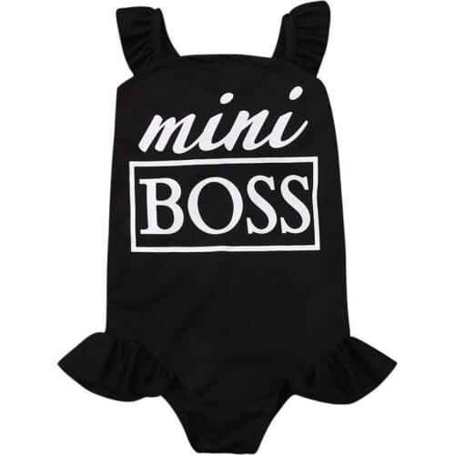 2020 Baby Girls Swimwear One Pieces Swimsuit Mini Boss Letter Bodysuit Beachwear Bathing Suit Girls Kid Costumes 2-6Y