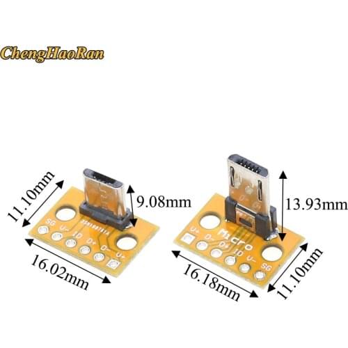 ChengHaoRan 10pcs Vertical Micro USB male female plug PCB soldering adapter board welding socket Test universal board