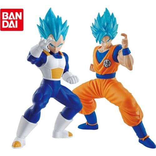 Bandai Genuine Dragon Ball Assembly Model ENTRY GRADE Super Saiyan God Blue Hair Vegeta Son Goku Anime Action Figure Toys