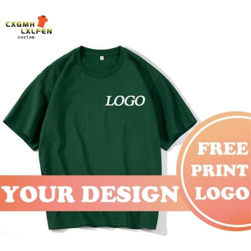 T-shirt top 8-color custom logo short-sleeved high-end cotton DuPont thickened shoulder round neck printing DIY brand text