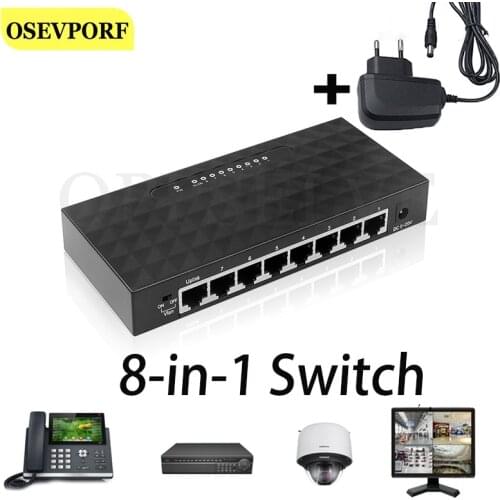 Gigabit Network Switch 8Ports 1000Mbps Gigabit Ethernet Network Switchr Lan Hub High Performance US/EU Plug for Router Splitters