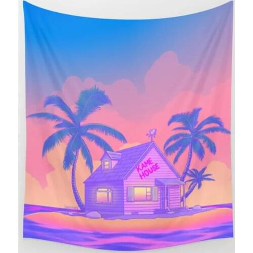 80s Kame House Wall Tapestry Wall Hanging Wall Decor Bedspread Coverlet Curtain Blanket Throw Towel Table Cloth Decorative
