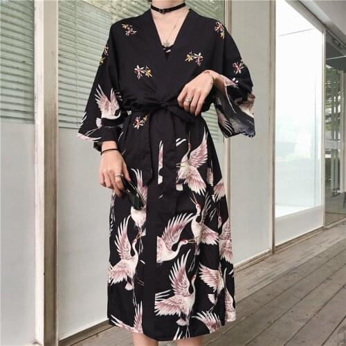 Japanese Kimono Robe Traditional Woman Long Kimono Cardigan Geisha Cosplay Blouse Shirt Yukata Female Japanese Dress Haori