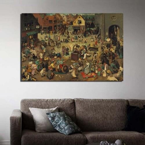 Pieter Bruegel War Of Fasting With Carnival Canvas Painting Print Living Room Home Decor Modern Wall Art Oil Painting Posters