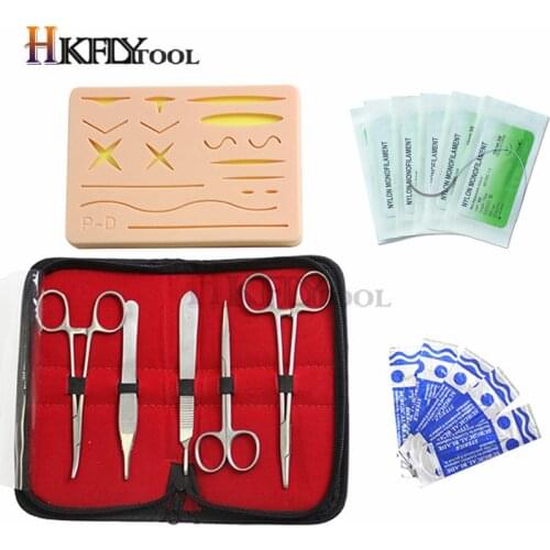 Skin Suture Practice Silicone Pad with Wound Simulated Training Kit Teaching Equipment Needle Scissors Tool Kit