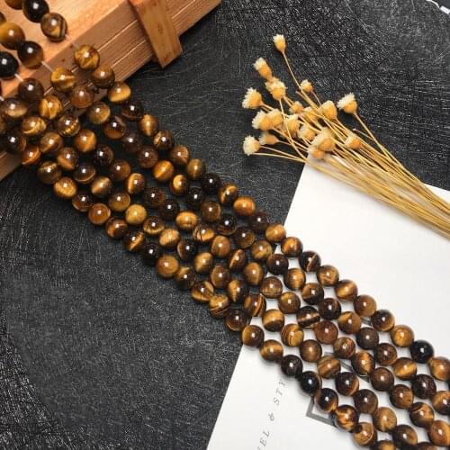 Factory Wholesale Natural Tigers Eye Stone Round Beads 15.5" Pick Size For DIY Handmade bracelets bangles Jewelry Making 4-12MM