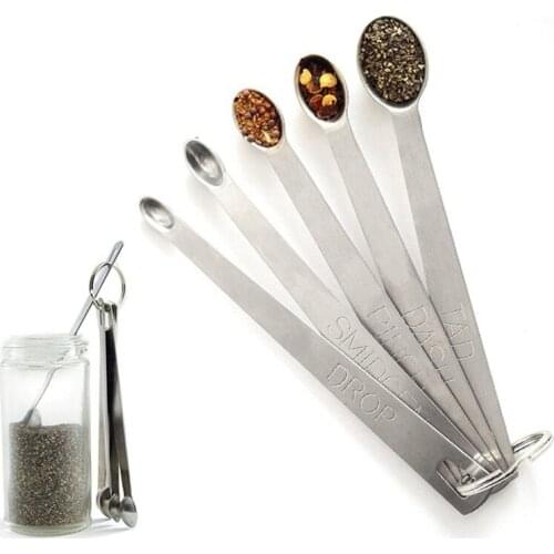 Kitchen Baking Tool Stainless Steel Rectangular Measuring Spoon 5 Piece/Set Seasoning Scale Combination Spoon Drop Shipping