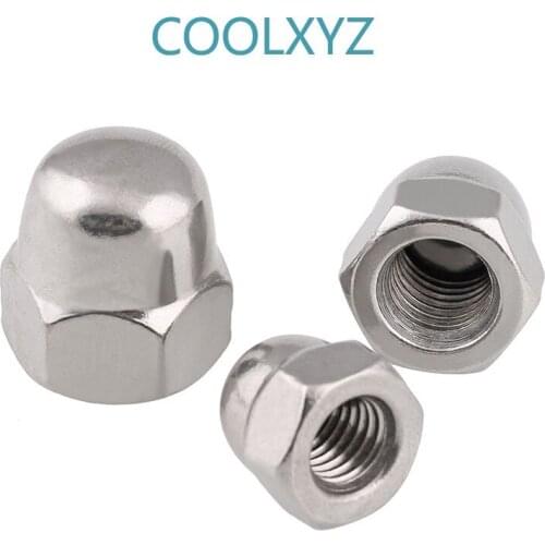 [M3M24]304 stainless steel cover nut American fine tooth reverse tooth screw cap round ball head cap nut. 5PCS