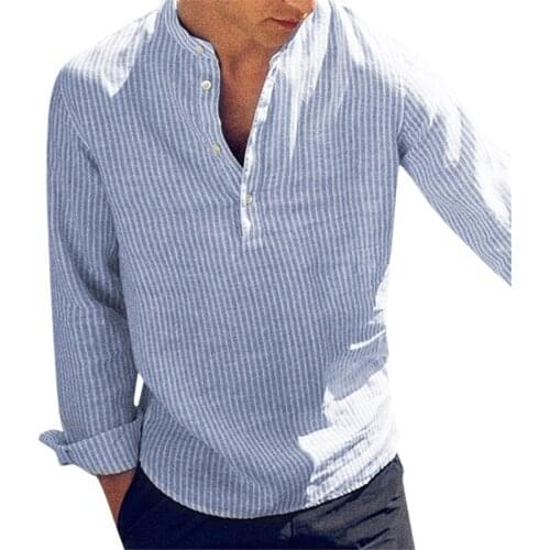 SIPERLARI New Fashion Spring Summer Casual Mens Shirt Cotton Long Sleeve Striped Slim Fit Stand Collar Shirt Male Clothes S-5XL